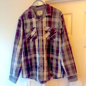 MARC ECKO🦏Burgundy Plaid Button Down Medium